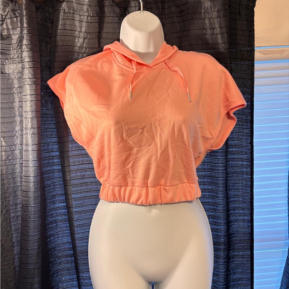 Vibrant Coral Hooded Crop Top